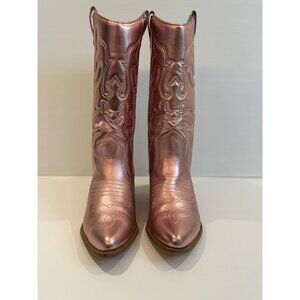 Women's Light Pink  Metallic Cowboy Boots (Mid-Calf)   Size:  7